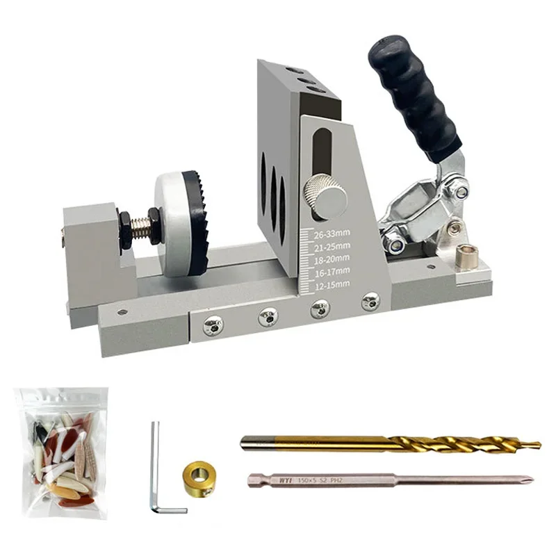 Pocket Hole Jig Kit Woodworking Oblique Hole Locator Drill Bits 15 Degree Angle Drill Guide Set Hole Puncher DIY Carpentry Tools