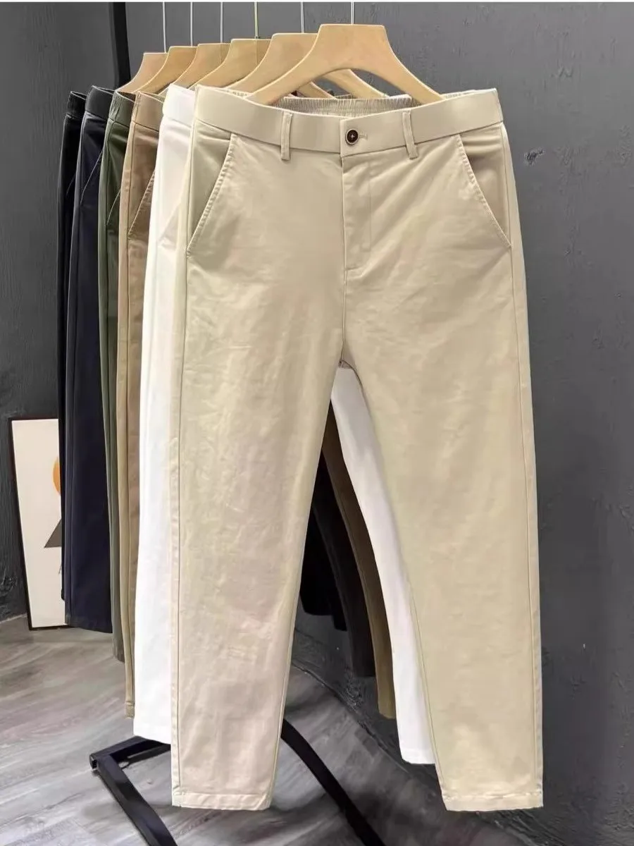 

Повседневные хлопковые мужские брюки: летние, модные, универсальные, в корейском стиле, зауженные, укороченные, маленькие размеры, конусообразный крой