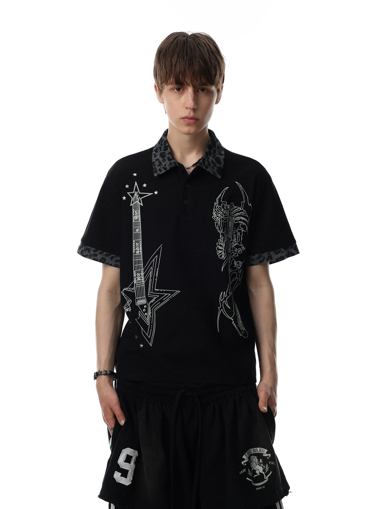 MRNEARLY American Retro Creative Print Short Sleeve  Shirt Men Summer Loose Casual Versatile Collared T-Shirt