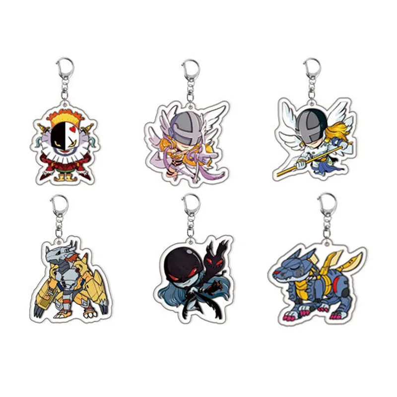 6pcs Digimons Acrylic Double Sided Keychain Adventure Anime Merchandise Backpack Charm Accessories Friends Gifts