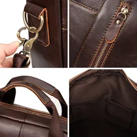 HUMERPAUL Men's Leather Briefcase for Laptop Large Capacity Business Work Shoulder Messenger Bag Genuine Leather 6