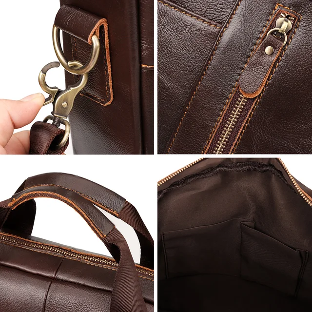 HUMERPAUL Men's Leather Briefcase for Laptop Large Capacity Business Work Shoulder Messenger Bag Genuine Leather 6