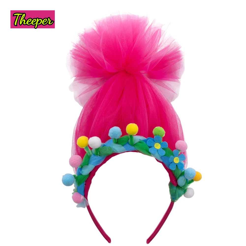 Theeper Pink Princess Tulle Wig Headband New Festival Style Trendy Hot Party Dress Up Photo Decor Elegant Fashion Hair Accessory - view 5