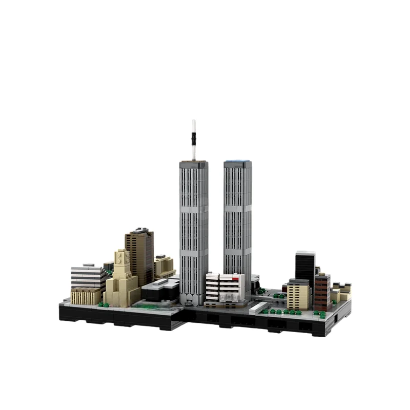 1748 قطعة من مكعبات البناء المعيارية القابلة للتخصيص، نموذج مركز التجارة القديم الحضري، لعبة تقنية شعبية للأولاد، هدية عيد ميلاد