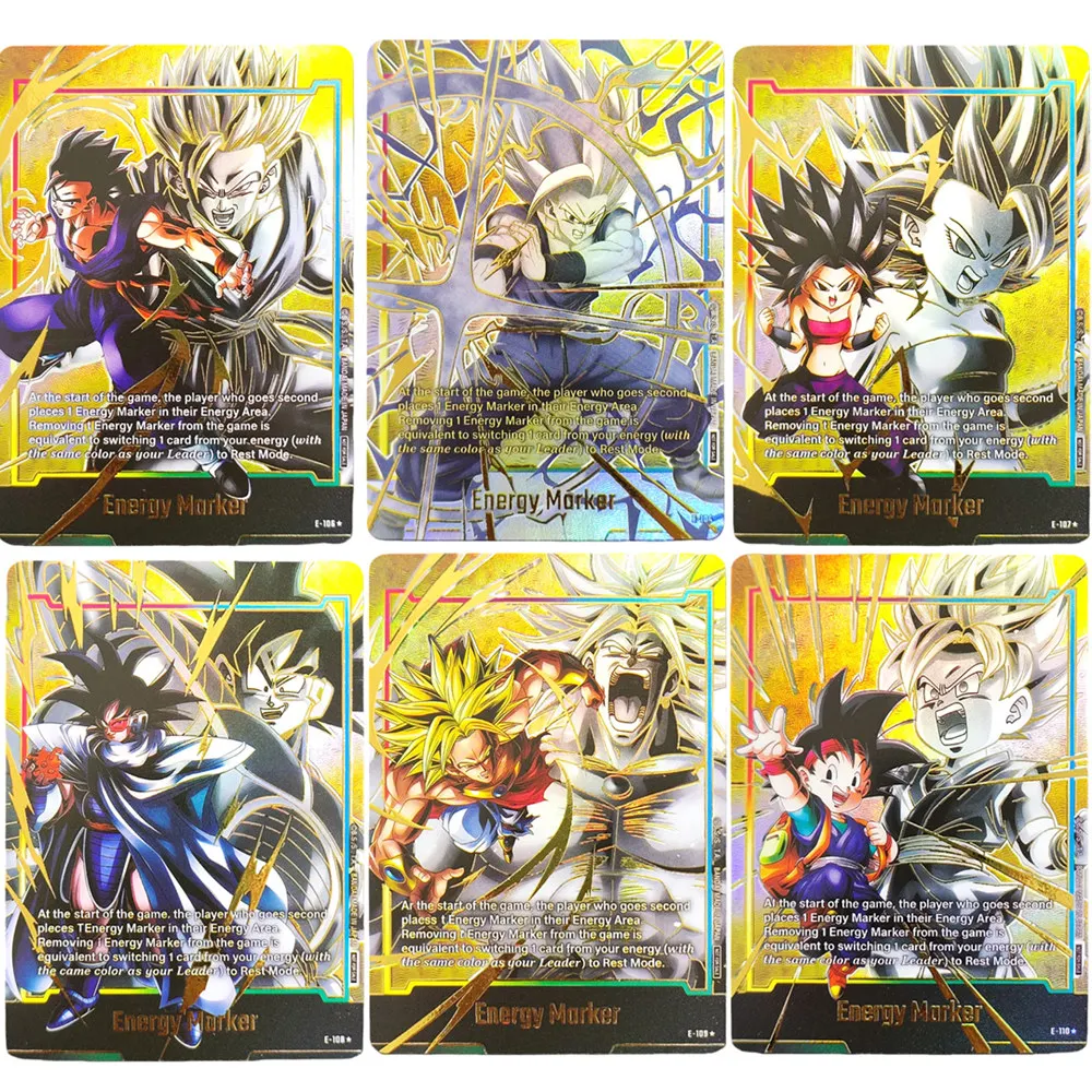 Proxy Dragon Ball Super Fusion World Son Energy Marker Pack 07–08 E-104 E-106 E-107  Gold Kale E-108 E-109 E-110 Anime Game Card