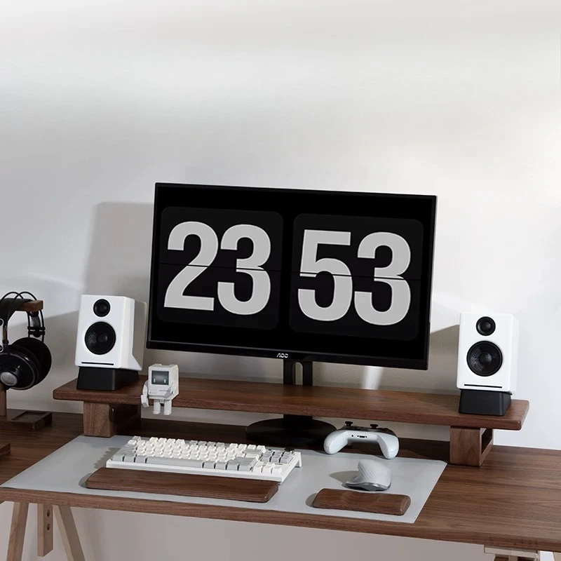 Black Walnut Desk Riser, Height Adjustable Double Sided Shelf, Sturdy Wood Monitor Stand, Premium Tabletop Computer Organizer