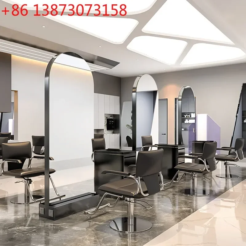 Light luxury barber shop mirror hair salon special salon hair cutting mirror floor hair salon perm and dyeing mirror table