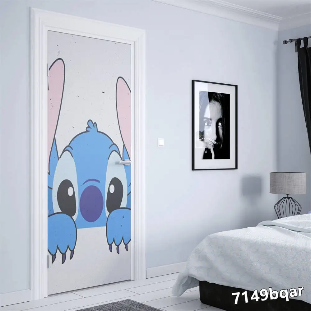 Disney Classic Anime Lilo & Stitch Stitch Door sticker Home Room Decoration graffiti Aesthetic Wall Sticker Nursery Kids Room