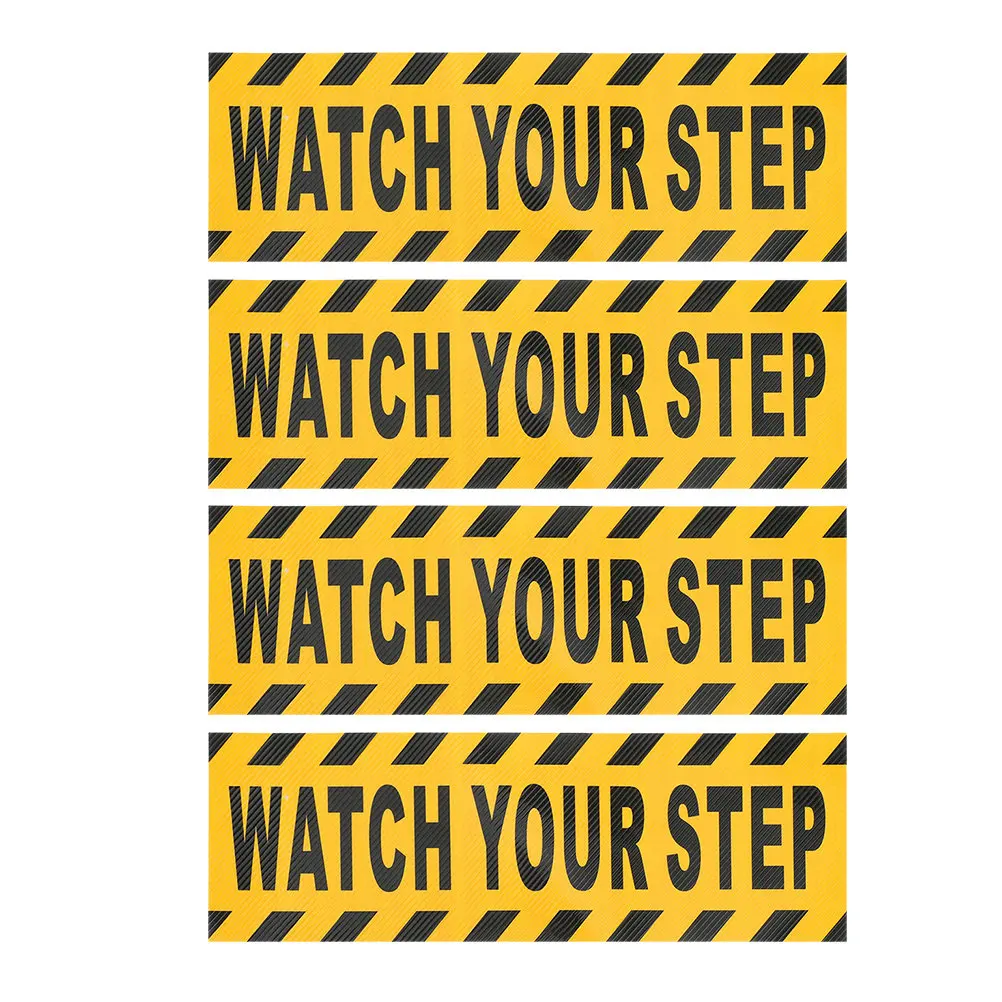 

4Pcs Watch Your Step Floor Sticker Non Slip Safety Tape High Visibility Caution Sign for Indoor Outdoor Stairs Wet Floors High
