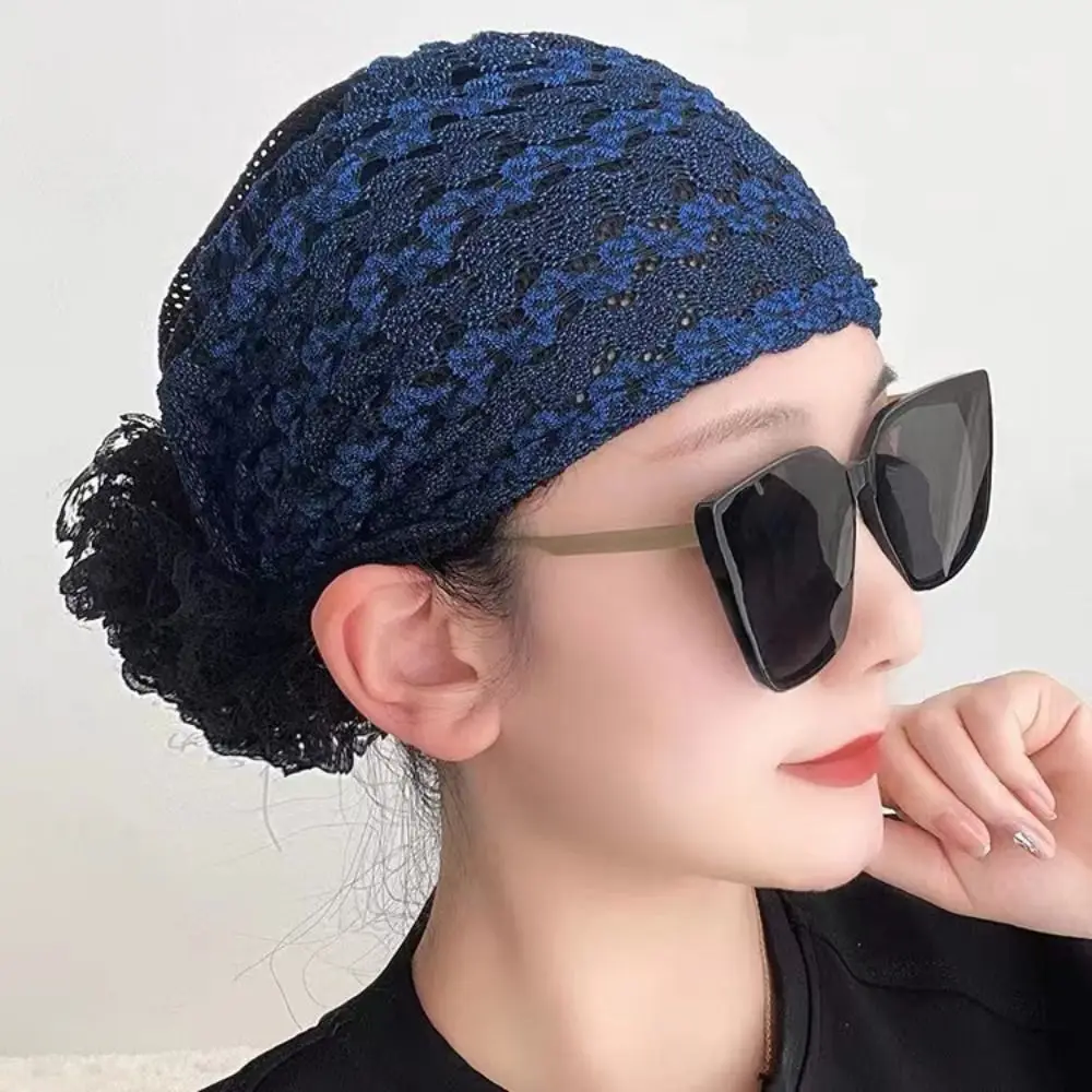 Elegant Lace Muslim Headscarf Cap Soild Color Acrylic Fibers Muslim Headpiece Turban Women