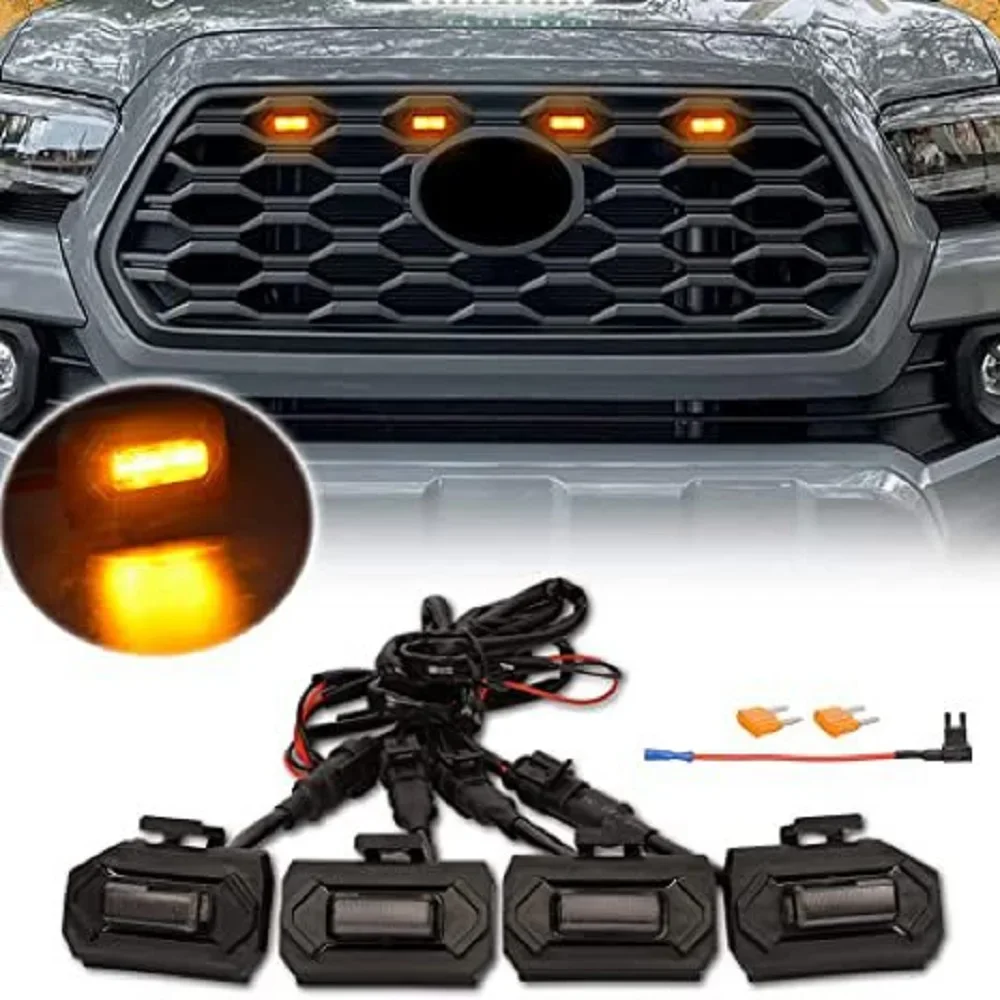 Car Front LED Lights Grille Lights For Tacoma 2020-2021 External 3Color Decoration Waterproof Grille Lamp Flashing Emergency