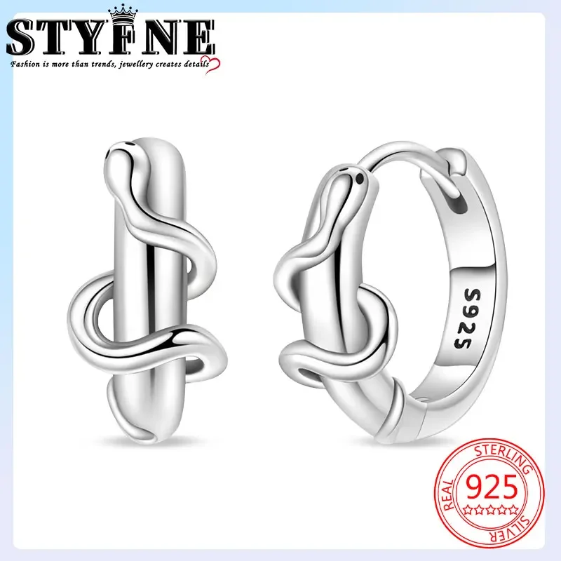 Animals Pets 925 Sterling Silver Spirit Snake Around Earrings Hoops Earrings Closet Pavé Women's Elegant Jewelry Accessories