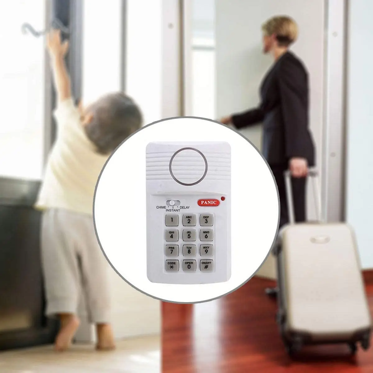 Loud Wireless Door Alarm Security Pin Panic Keypad for Home Office Garage Shed