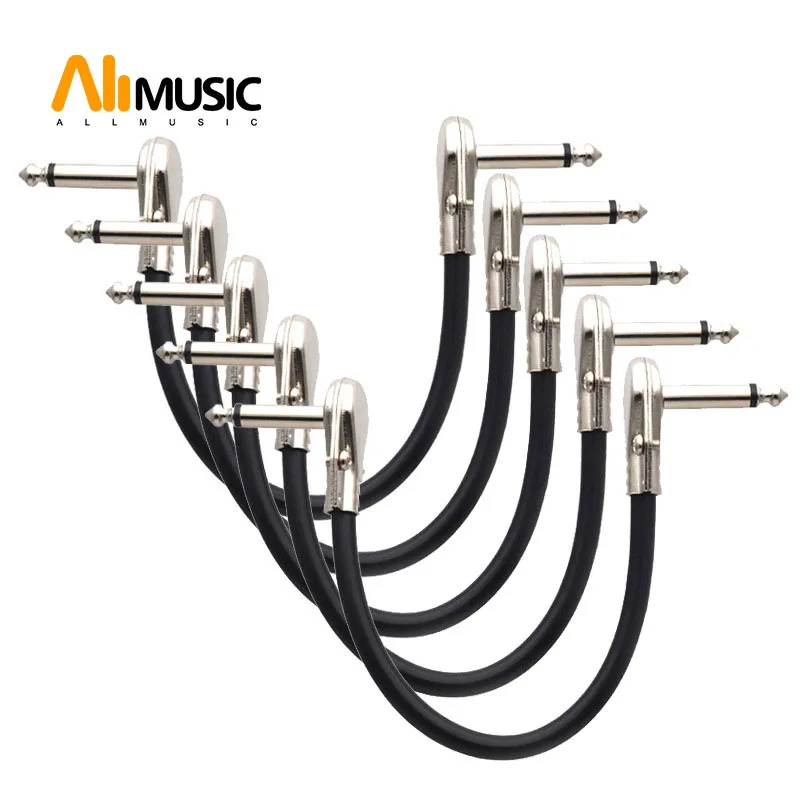 

5pcs Guitar Patch Cables Right Angle 20CM 1/4 Mono Right Angle Pancake Instrument Cables for Guitar Effect Pedals