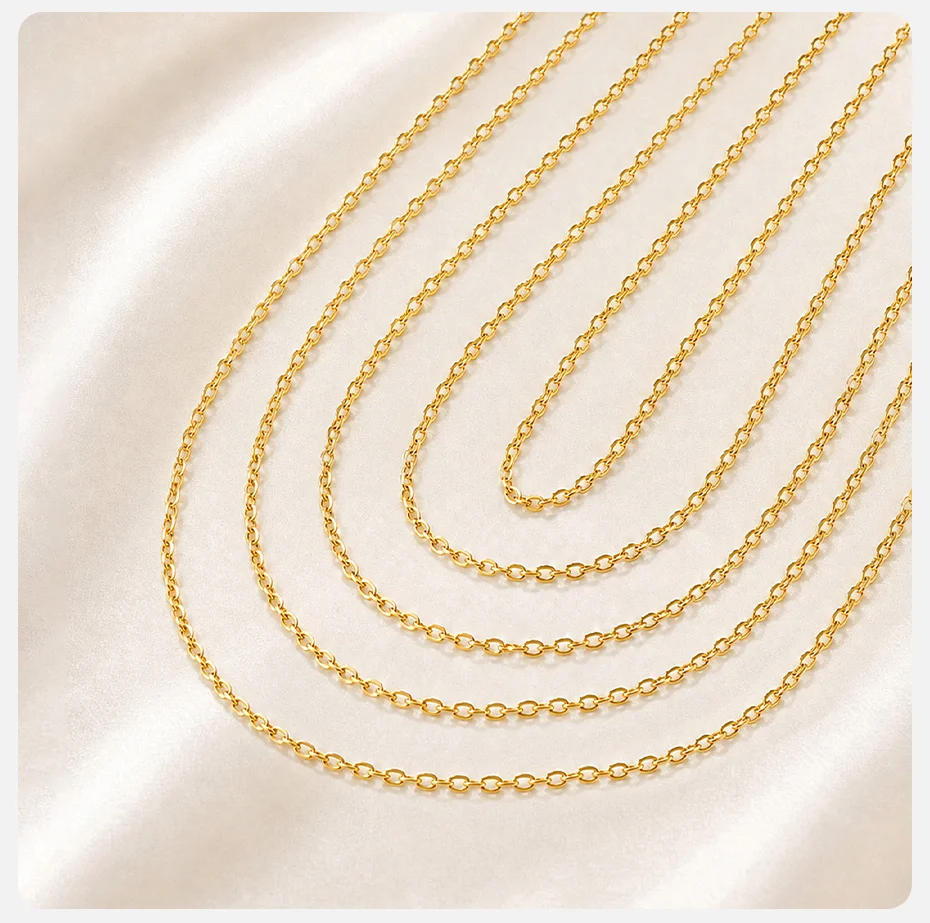 Vnox Trendige 2,4 mm vergoldete flache ovale Kettenhalskette für Damen, minimalistische dünne Edelstahlkette, geschichtete Halskette, Schmuck – Detail 5