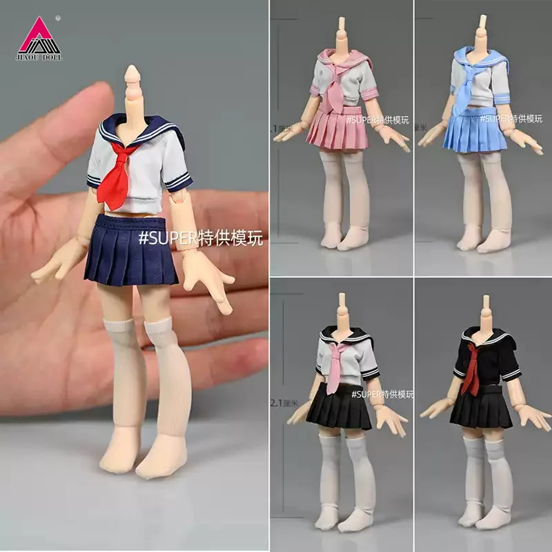 In Stock 1/12 School Uniform Sailor Suit T-shirt Skirt Clothing Model Fit 12-13.4cm Girl Azone Body Action Figure Body Dolls