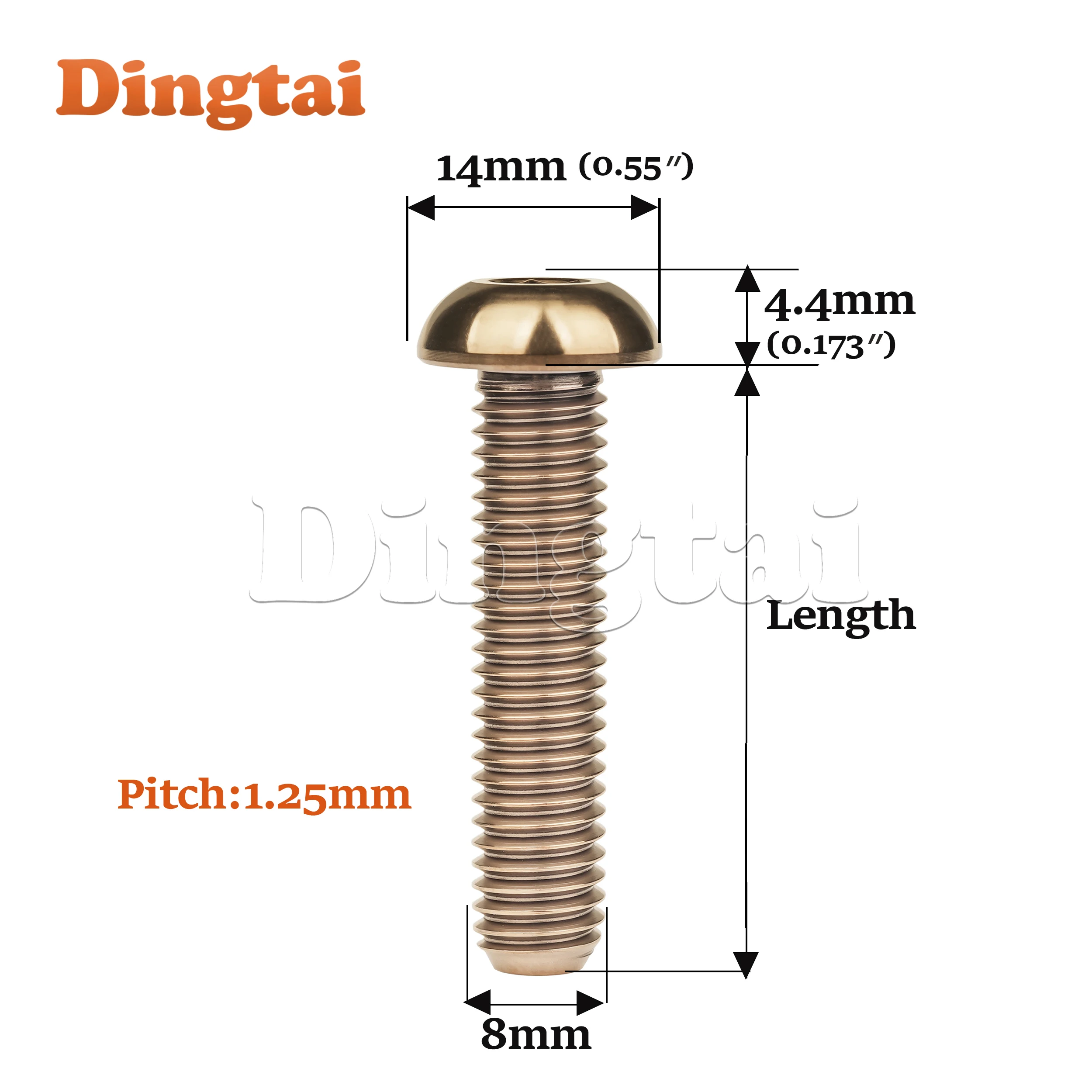 Dingtai Titanium Bolt 5/10PCS M8x15 20 25 30 35mm Allen Key Head Screws for Motor Bike Disc