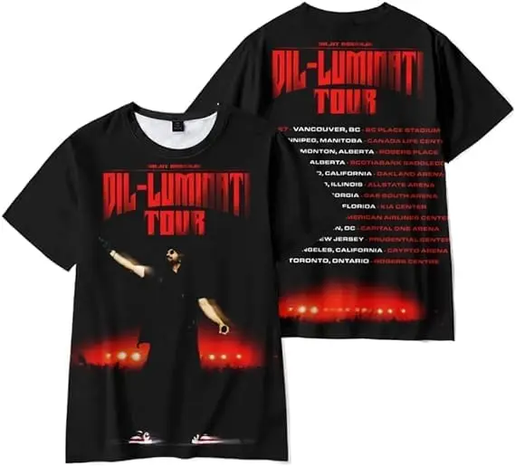 

Diljit Dosanjh Merch 2024 Dil-Luminati Tour футболка с коротким рукавом и круглым вырезом для мужчин и женщин Модный Топ