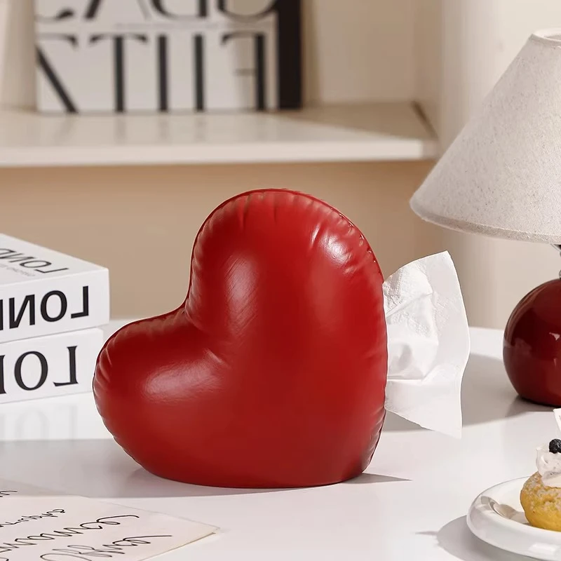 Ceramic Heart Tissue Box Cartoon Heart Napkin Holder Paper Towel Holder Home Decoraction Luxury Desktop Storage Container