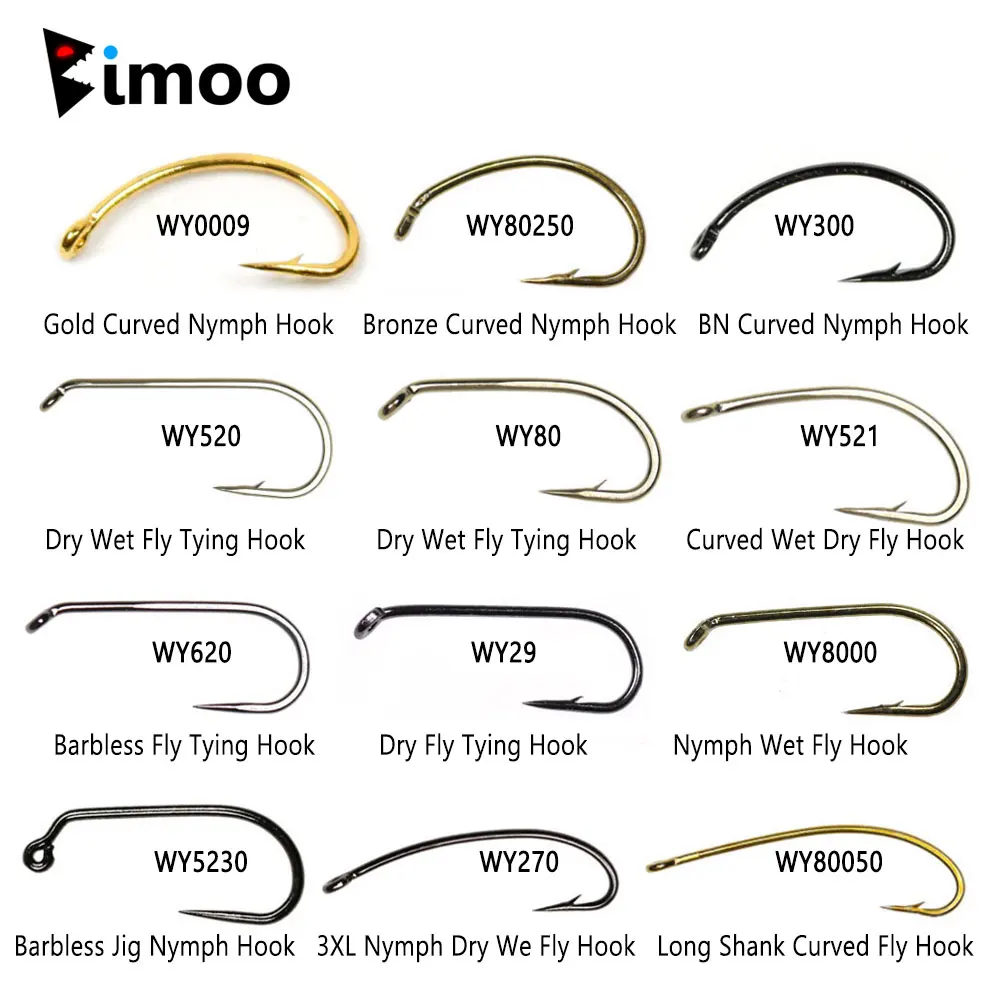 100 PEÇAS Anzóis de Pesca de Aço de Alto Carbono com e sem Farpa, para Iscas Secas, Úmidas, Ninfas, Scuds, Caddisflies e Streamers, Anzóis para Atado de Moscas