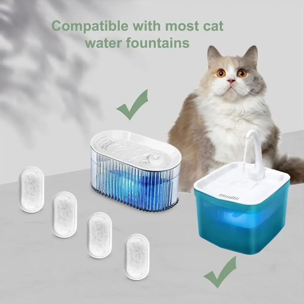 8Pcs/Set Stainless Steel Fountain Compatible Cat Water Fountain Replacement Filter Activated Carbon Filter Element
