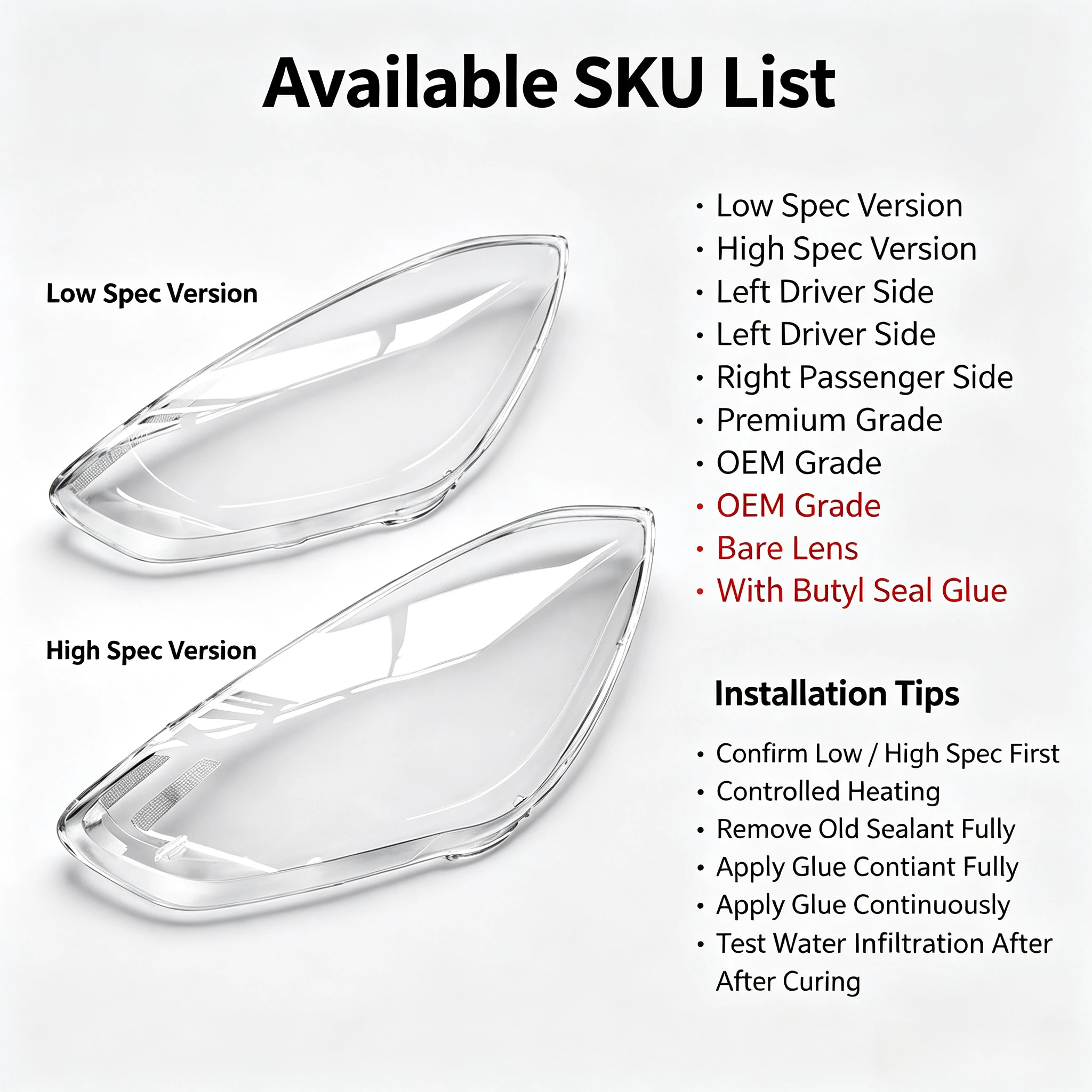 Moggic Headlight Lens Cover Compatible With Focus 2019 2020 SE SEL Titanium ST Line Left Right Side Replacement Headlamp Glass