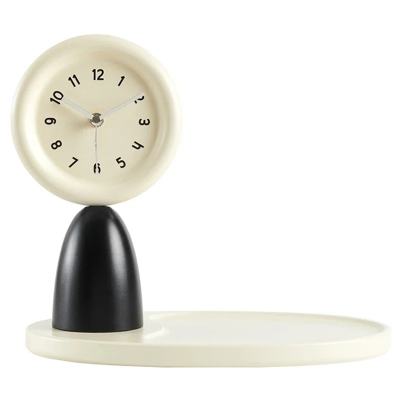 

Home Cream Wind Living Room Desktop Clock Ornament Entrance Clock Tray TV Cabinet Ornament
