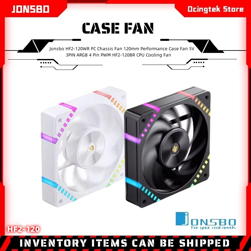 Jonsbo HF2-120WR PC Chassis Fan 120mm Performance Case Fan 5V 3PIN ARGB 4 Pin PWM HF2-120BR CPU Cooling Fan