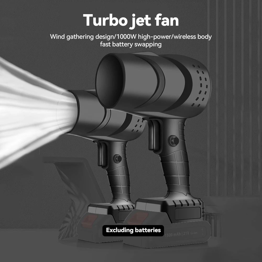 

600W Violent Air Gun Turbo Jet Fan 70M Turbine Fan for Car Hair Dryer Cleaning Lithium Air Blower High-Power For Makita Battery