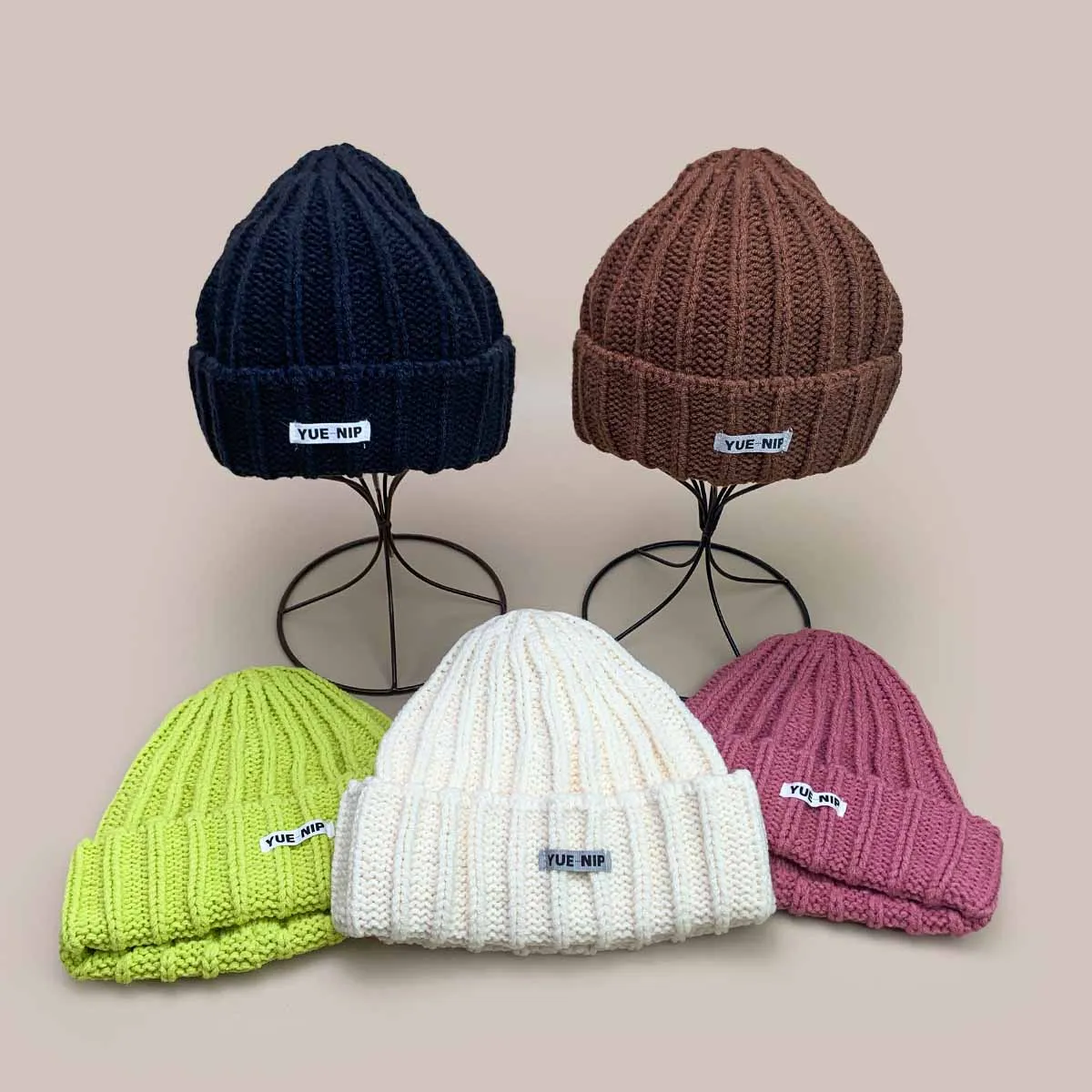 

Retro Korean Patch Letters Knitted Hats New Men Women Warm Color Block Fashion Simple Casual Versatile Outdoor Personal Beanies