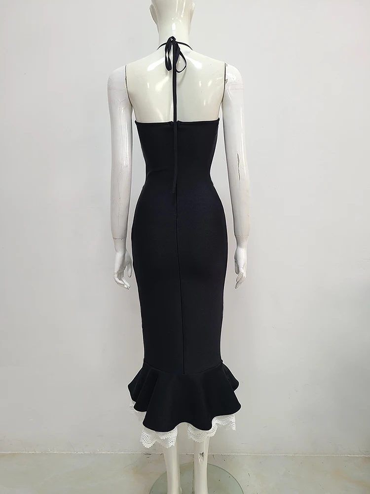 Ele Bla Hanging Ne Slim Fit شريط مرن Dr Fi Tail تنورة متوسطة الطول للنساء فستان سهرة Faion Par
