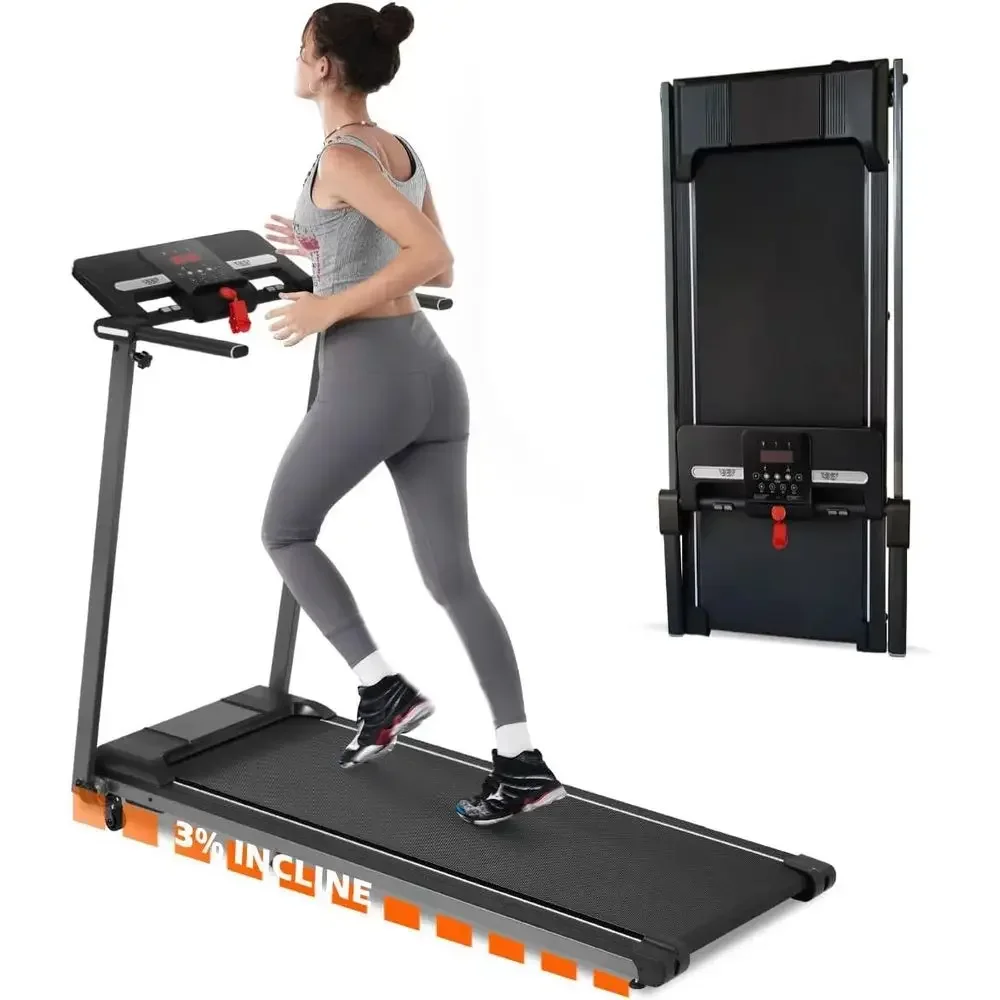 Compact 2.5HP Treadmill for Home with 12 HIIT Workouts, Space-Saving Design, Incline, Large Running Area, LED Display, Pulse Sen