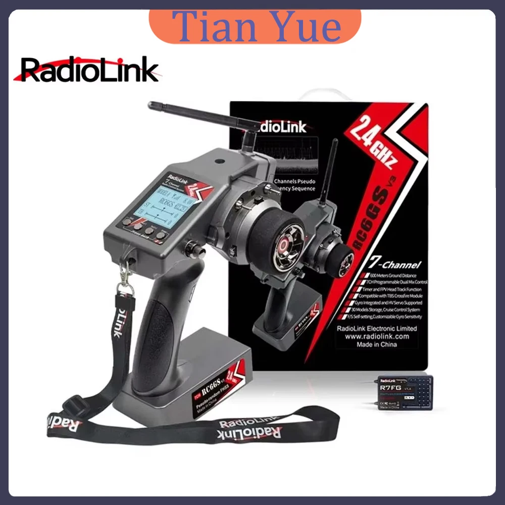 

Radiolink RC6GS V3 2.4G 7CH Radio Transmitter R7FG Receiver Gyro Telemetry Remote for RC Car Boat