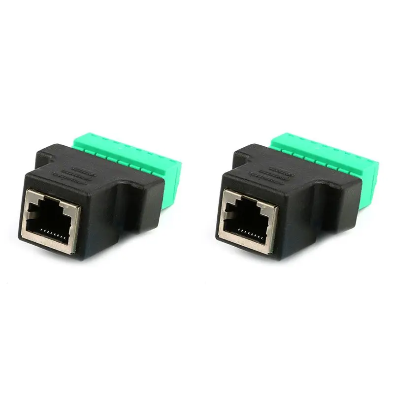 QWE-2X RJ45 Female To Screw Terminal 8 Pin Connector Ethernet Cable Extender Adapter High Quality Network Screw Terminal