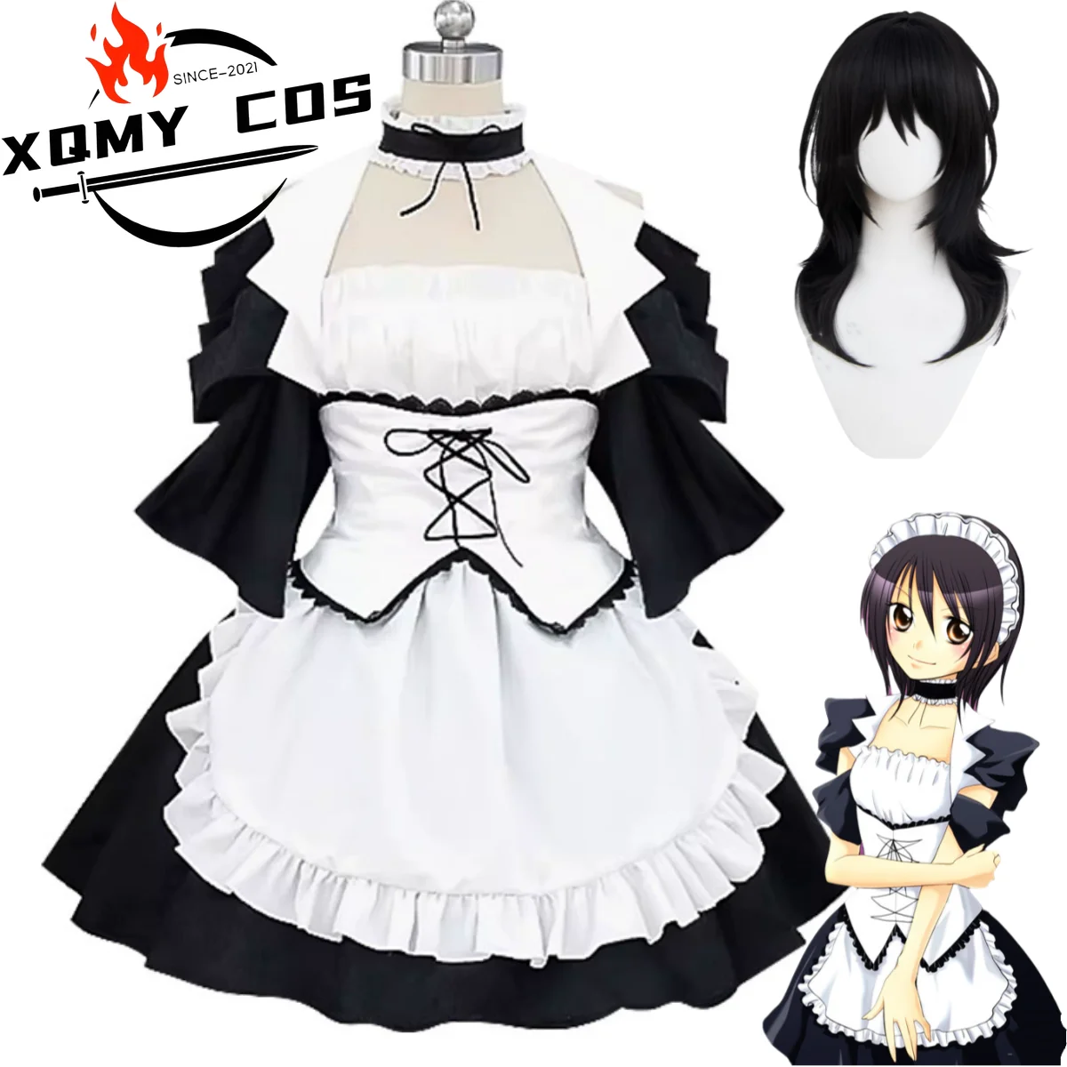 

XQAnime Kaichou Wa Maid-sama! Ayuzawa Misaki Косплей Костюм Белая Лолита Юбка Платье Горничной Парик Женский Сексуальный Костюм Для Хэллоуина