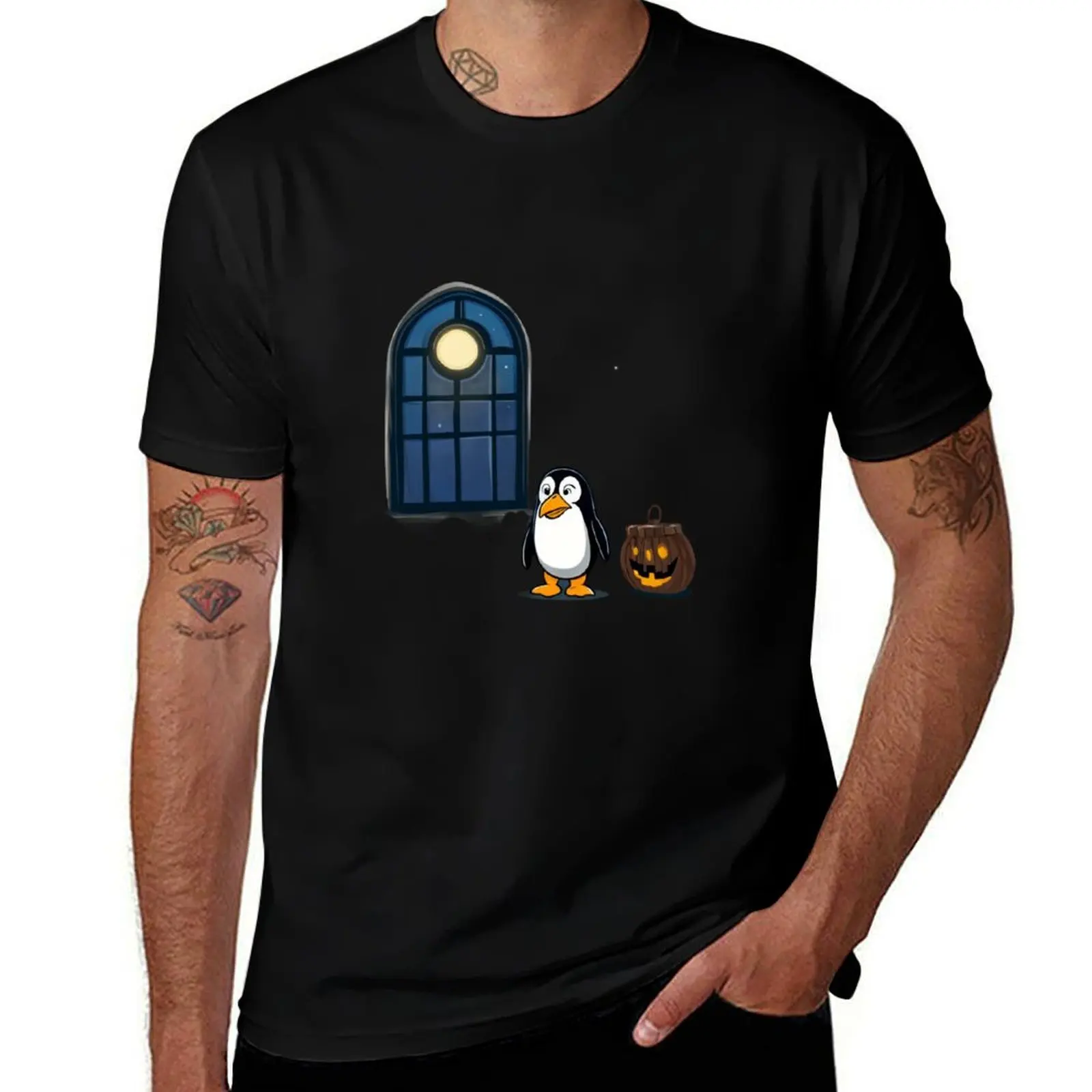 

Door to Door Seller Cutie Halloween Penguin T-Shirt anime stuff customs Luxury man Funny t-shirt mens t shirt