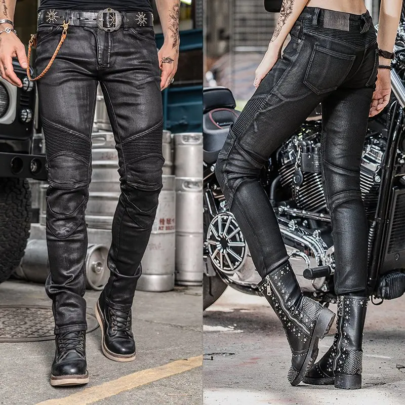 

Coated windproof Fitted Straight Stretch Denim Jeans Motorcycle Jeans Protection Men Women Scooter Motocross Pants Size:25-42