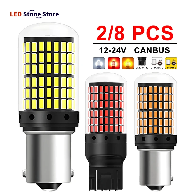 Blinker 2 Stück 1156 BA15S P21W BAU15S PY21W T20 7440 W21W 7443 T25 3157 1157 P21/5W W21/5W LED-Birnen 144SMD LED-Lampe