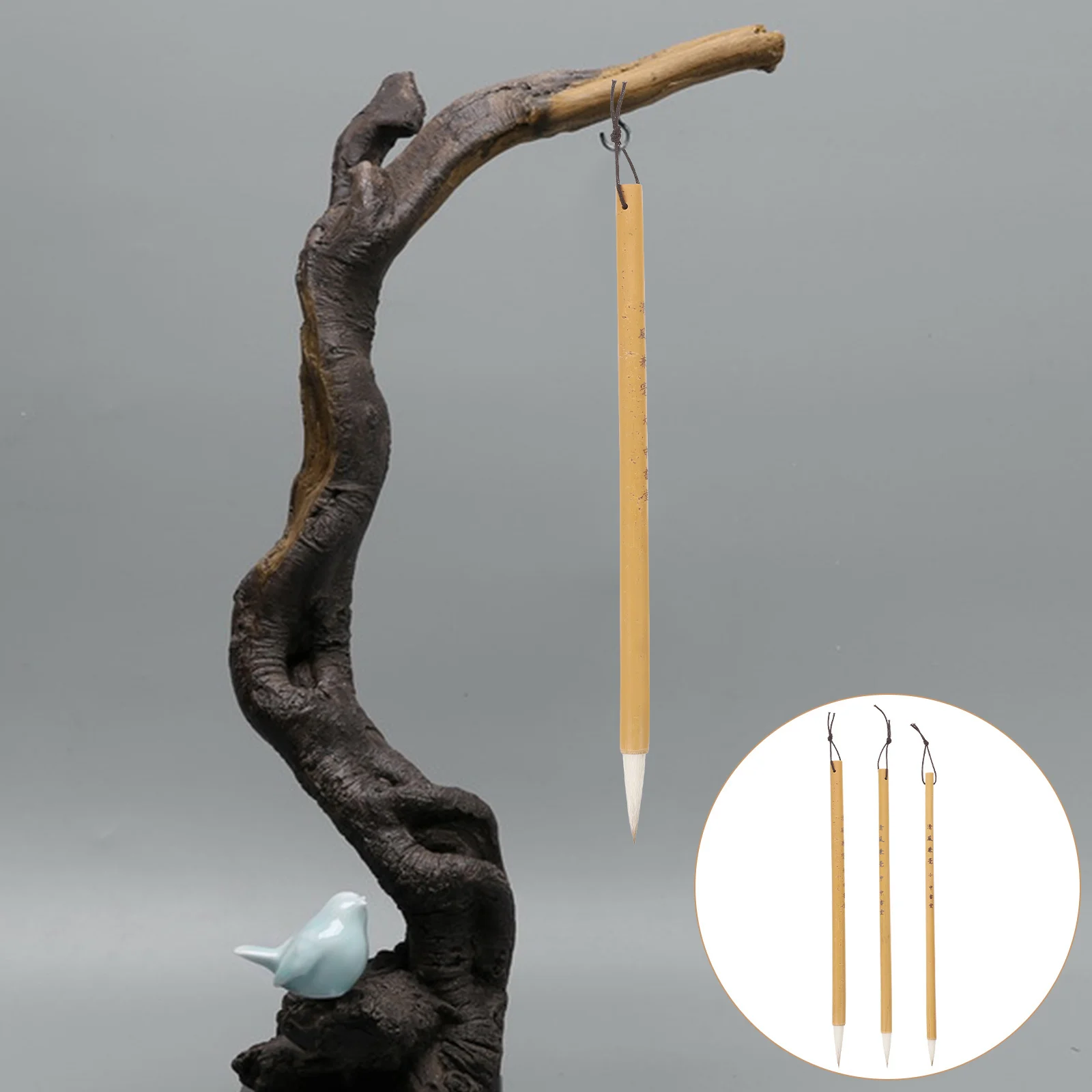 

3Pcs Calligraphy Brush Set Chinese Style Writing Brush for Watercolor Painting Drawing Beginners Reusable Bamboo Pole