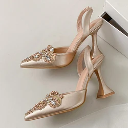 Liyke Lente Zomer Mode Kristal Strass Vrouwen Pompen Sexy Puntschoen Rode Hoge Hakken Party Bruiloft Prom Schoen Sandaal Vrouwelijke