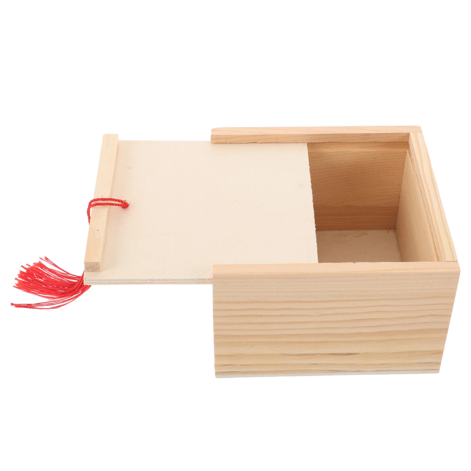 

Wooden Storage Box Retro Sliding Lid 12x11.6x7.5cm Keepsake Organizer Wedding Favor Candy Trinket Small Treasure Decorative Box