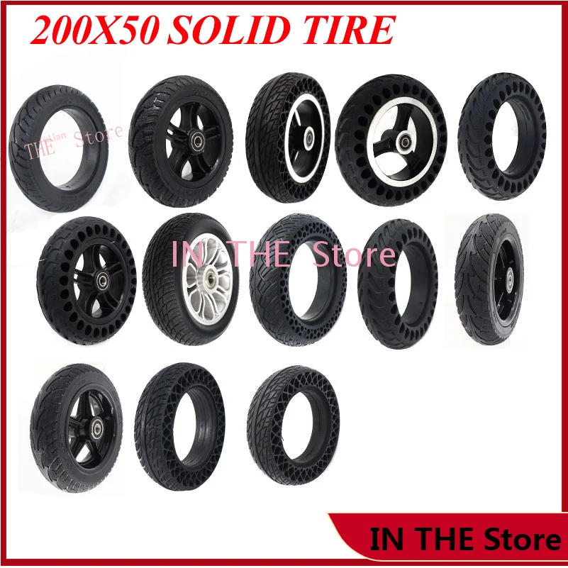 Various electric scooter 8 inch 200x50 wheels hollow solid tire explosion-proof wear-resistant front and rear wheel accessories