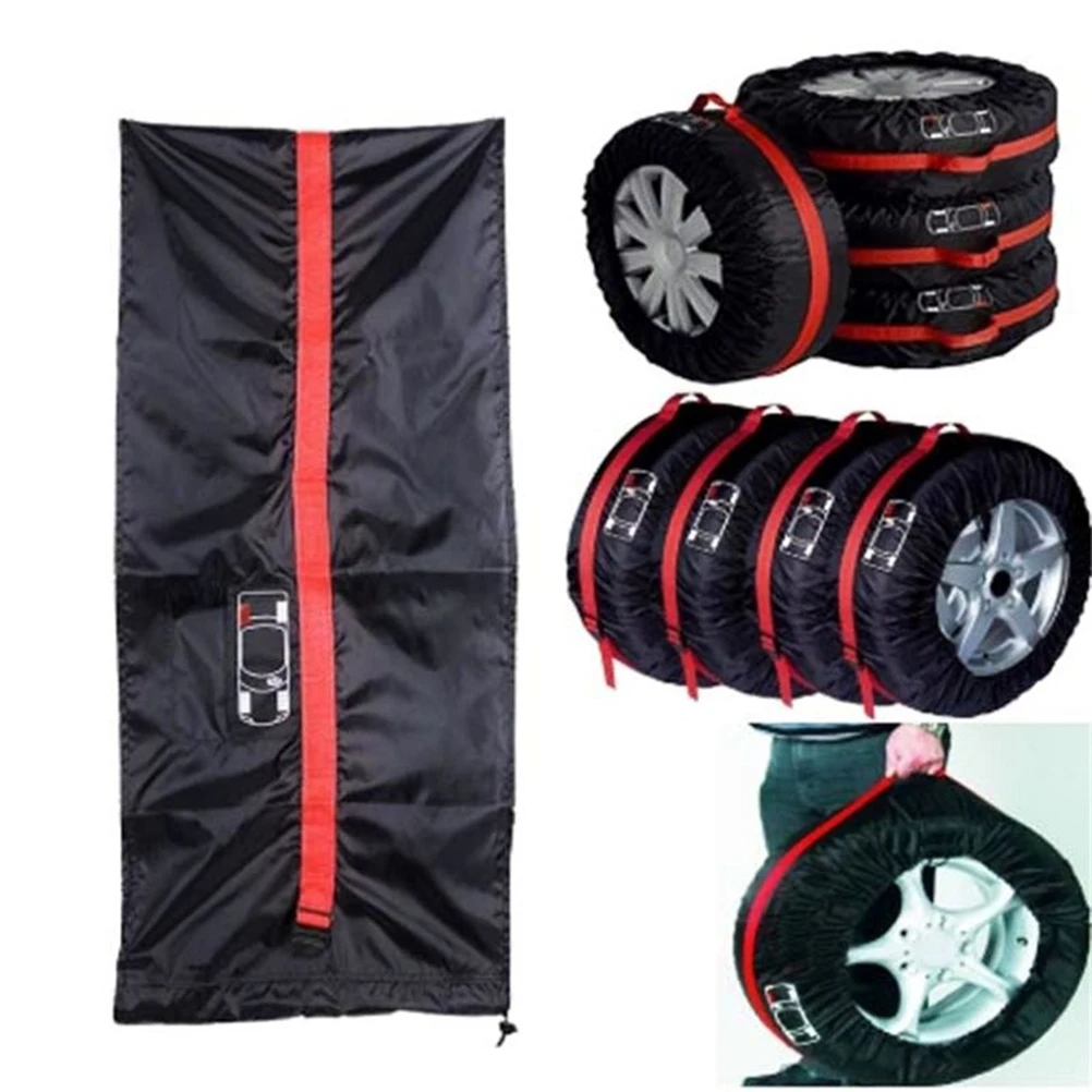 

Tire Cover Car Spare Tyre Protection Cover Elastic Storage Bag For Suv Van Easy Carry Black Polyester Large Diameter Adjustable