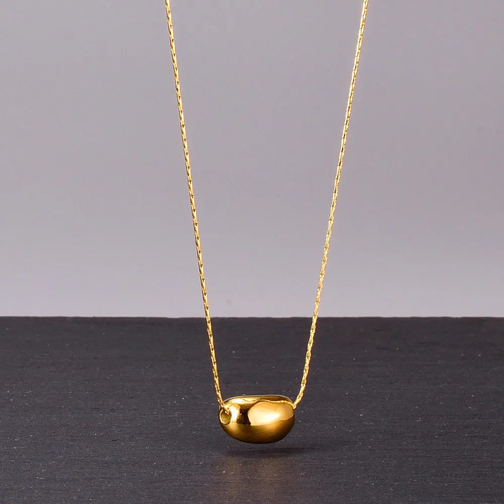 

Fashion Small Bowl Golden Bean Collarbone Necklace Titanium Steel Rose Plated 18K Jewelry Dropshipping