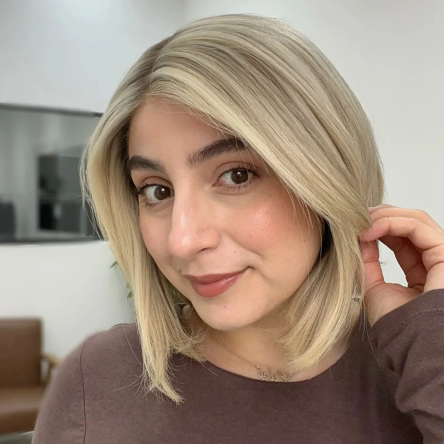Top Sale Ombre Short Bob Natural Straight Synthetic Lace Top Wigs Realistic Look Pre Plucked Hairline Glueless Wigs For Women