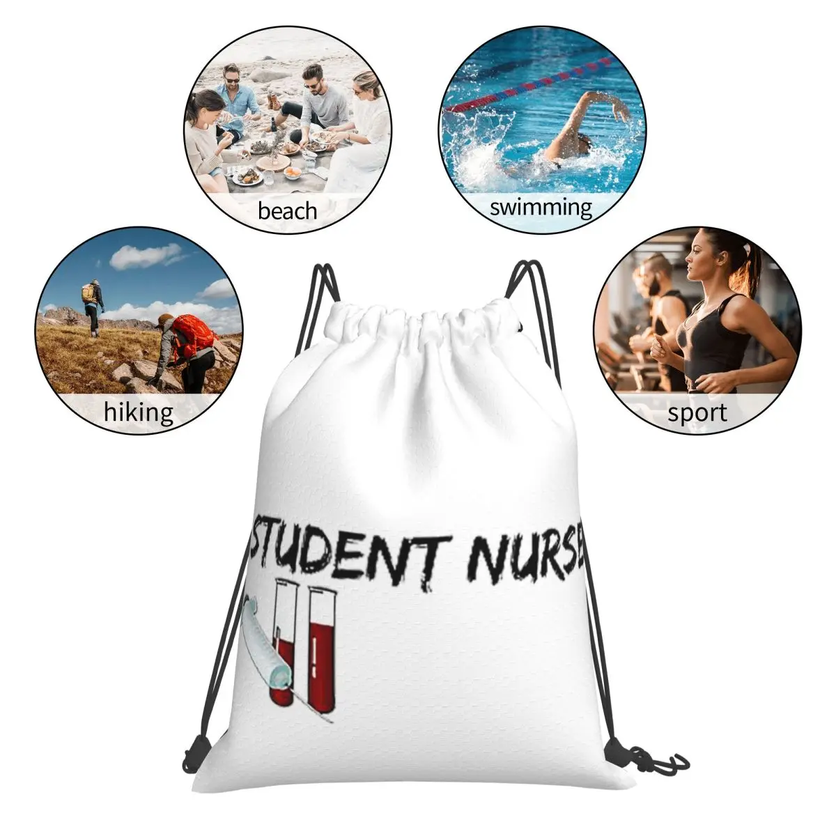 Student Trainee Nurse Nursing Backpacks Multi-function Portable Drawstring Bundle Pocket Storage Bag Book Bags Man Woman School