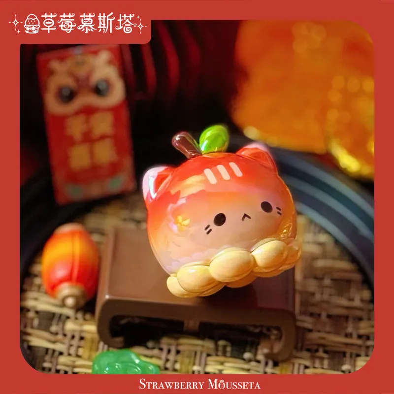 For Anime Toy Collectors Strawberry Mousseta Octopus Meow Prosperity Series Collectible Figure Cute Cat Hang Card New Year Decor view 2