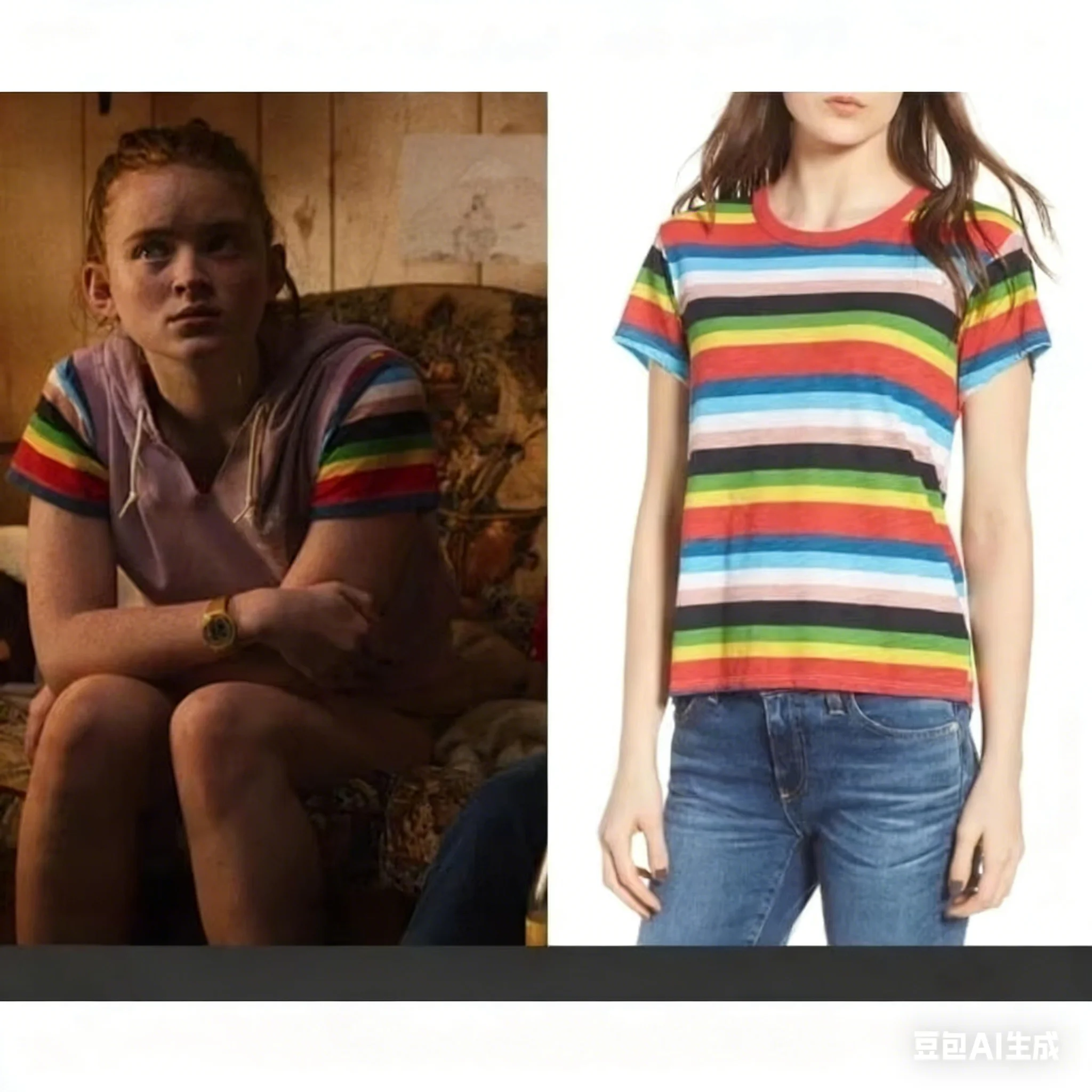 TV Movie Same Style 3D Printed T-shirt Men's Short Sleeved Tee Max Mayfield Cosplay Costume Rainbow Striped Color Blocking Tops