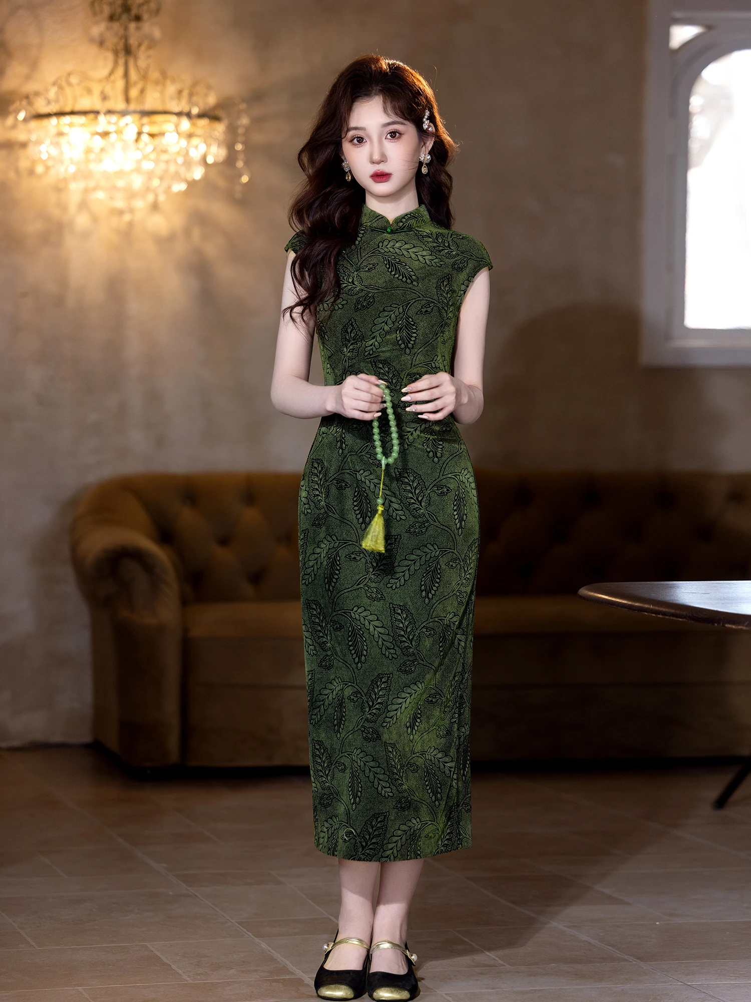 

Новая женская юбка из бархата в китайском стиле для повседневной носки, весна-лето, с узором