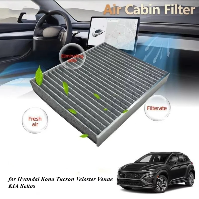 Leweda Odor Eliminating Cabin Filter 97133-D1000 for Hyundai Kona Tucson Veloster Venue KIA Seltos  Replaces 97133-D3000 New